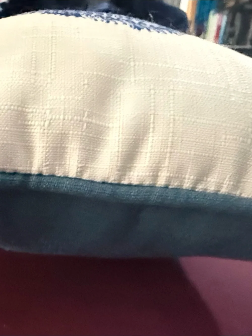 Coastal Seahorse Lumbar Pillow in Navy on Cream 19”x11”